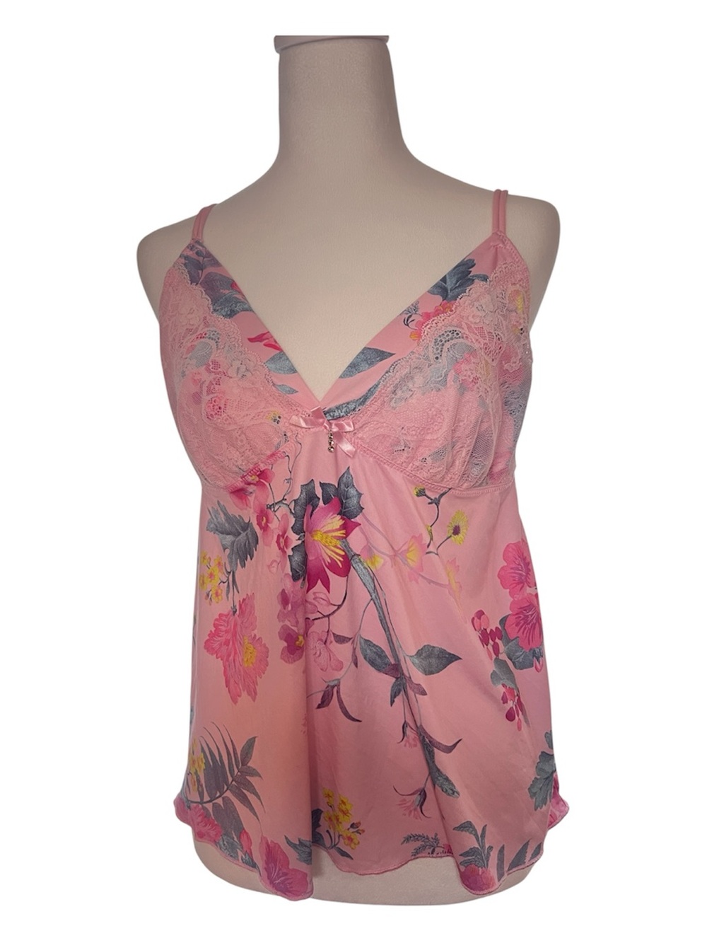Fairy La Vie En Rose Pink Floral Lace Camisole Medium